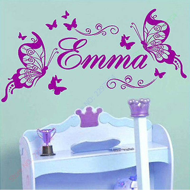 Baby Nursery Panelling - Nuove farfalle nome personalizzato vinile farfalla