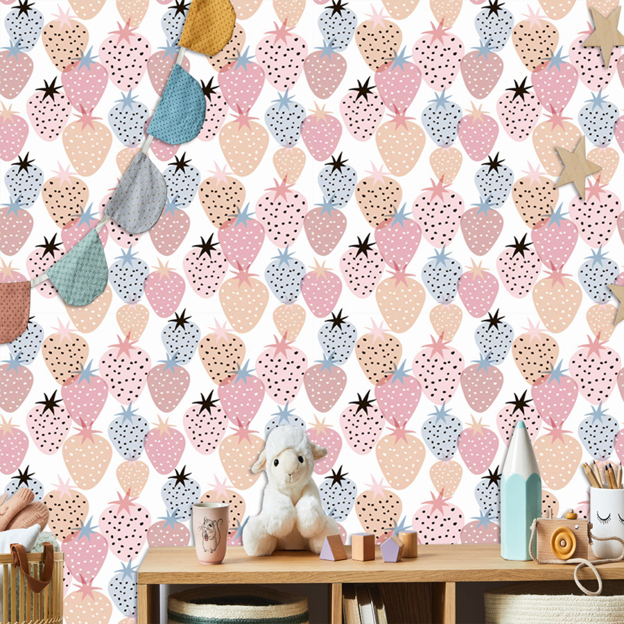 Baby Nursery Water - Carta da Parati con Motivo Fragola