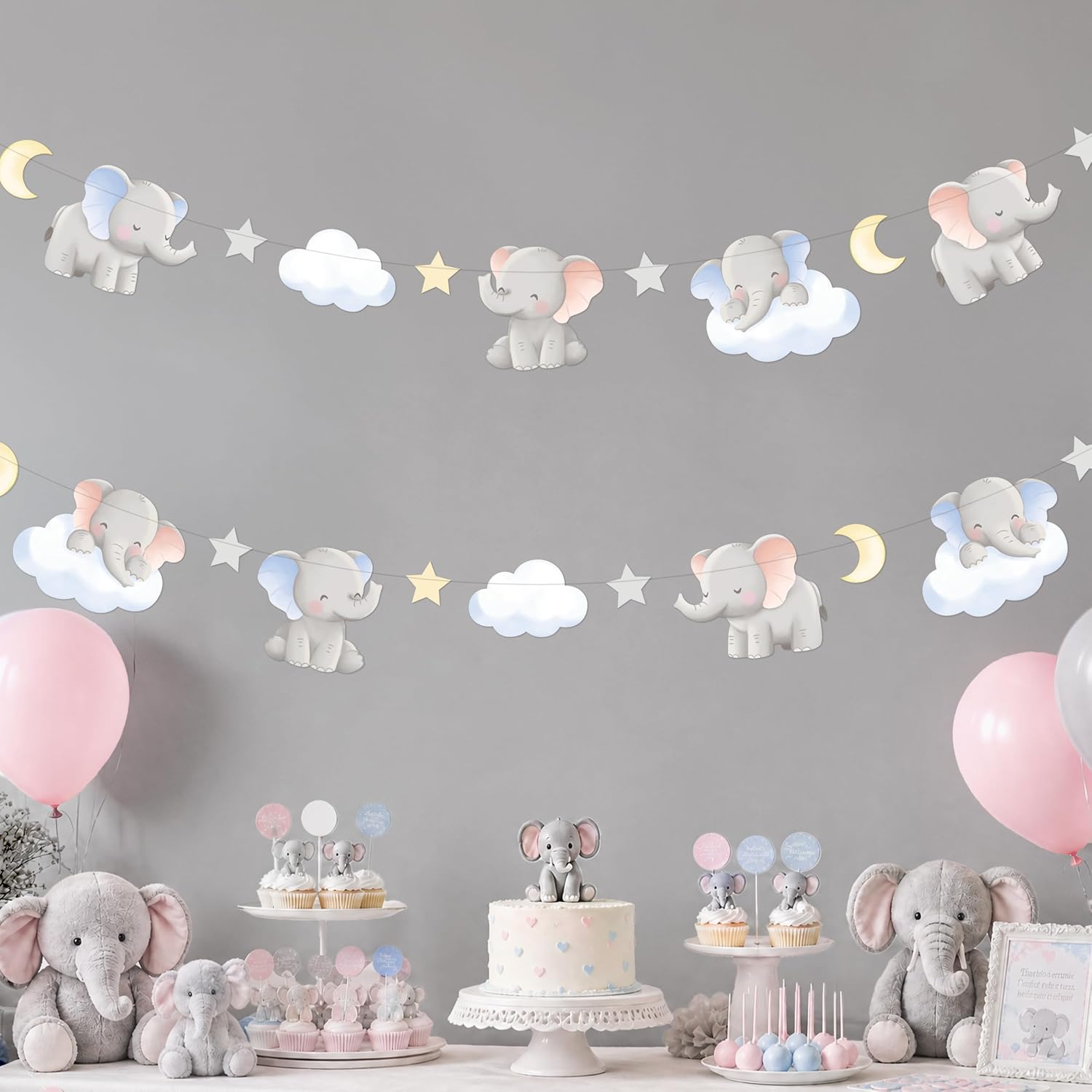 Baby Nursery Garland - 2 Pezzi Ghirlanda di Elefanti Carini,
