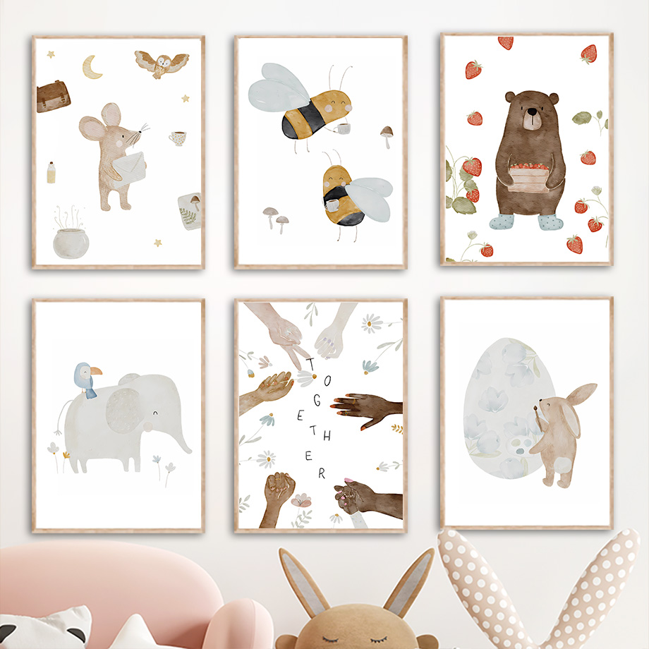 Baby Nursery Elephant - Poster e Stampe Boho con Animali: