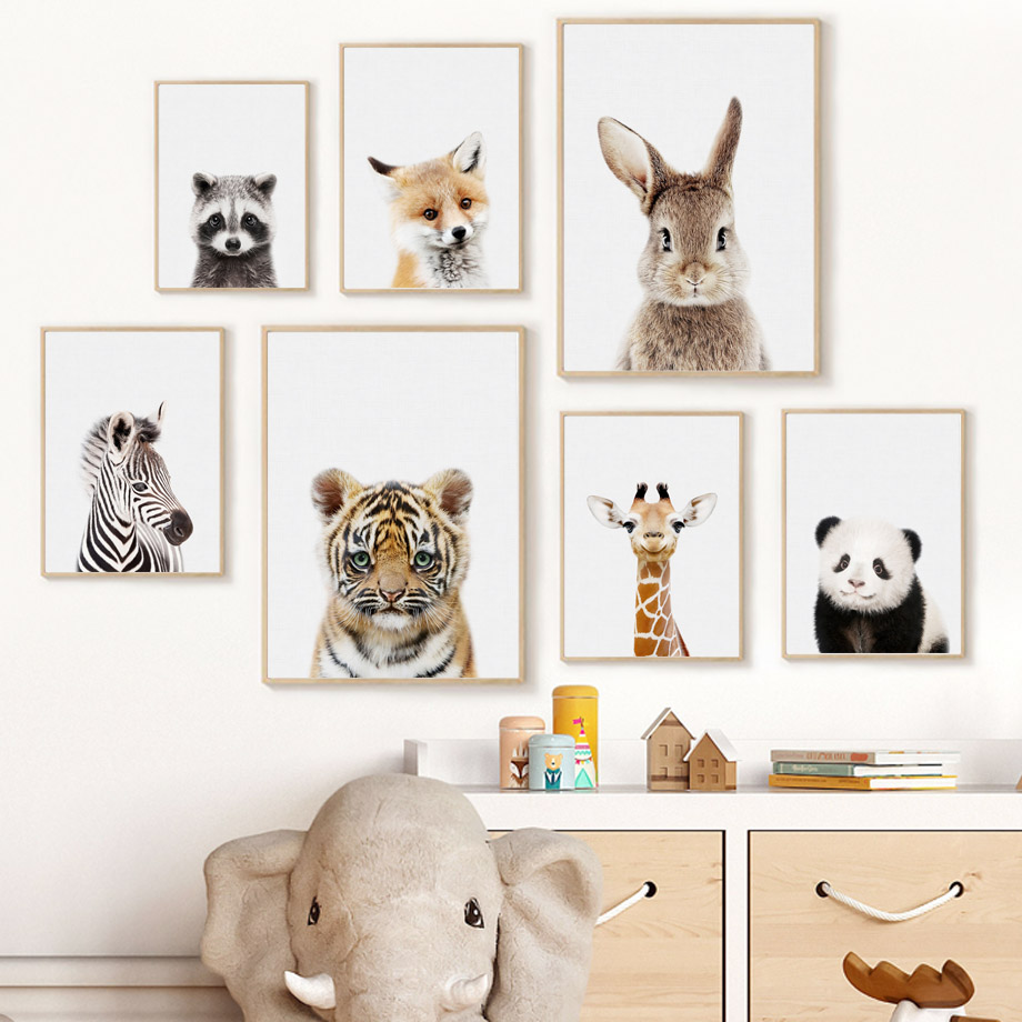 Baby Nursery Elephant - Baby Animals Nursery poster Lion Tiger