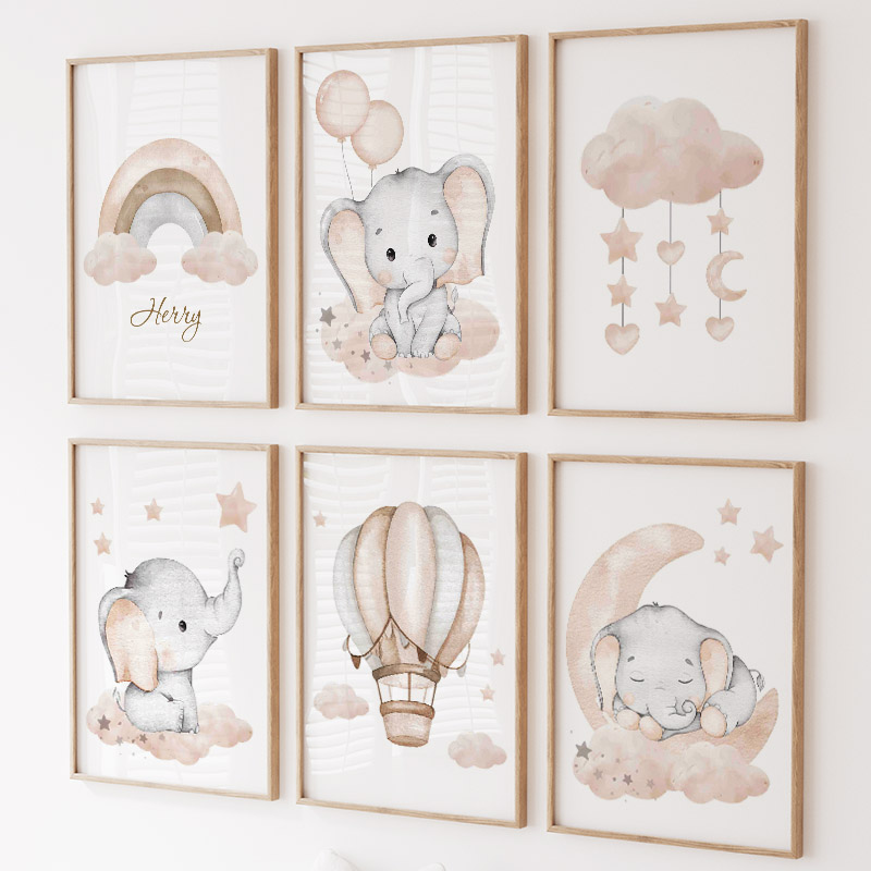 Baby Nursery Elephant - Simpatico elefante palloncino caldo luna arcobaleno