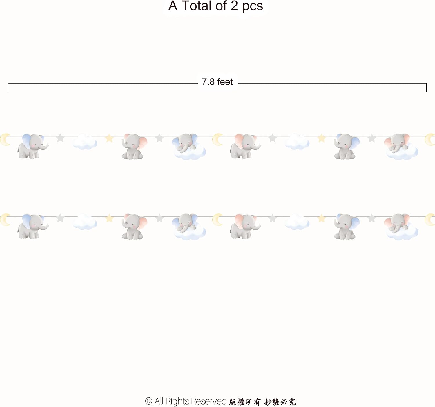 2 Pezzi Ghirlanda di Elefanti  - Baby Nursery Garland recensione e prezzo