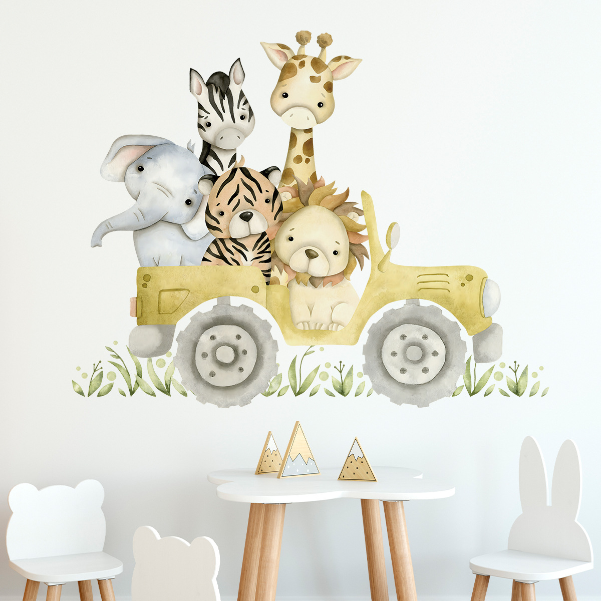 Simpatici animali guidano Jeep - Baby Nursery Elephant recensione e prezzo