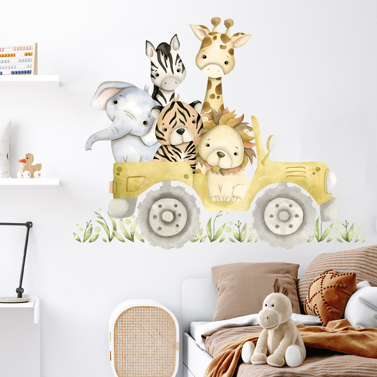 Simpatici animali guidano Jeep - Baby Nursery Elephant recensione e prezzo