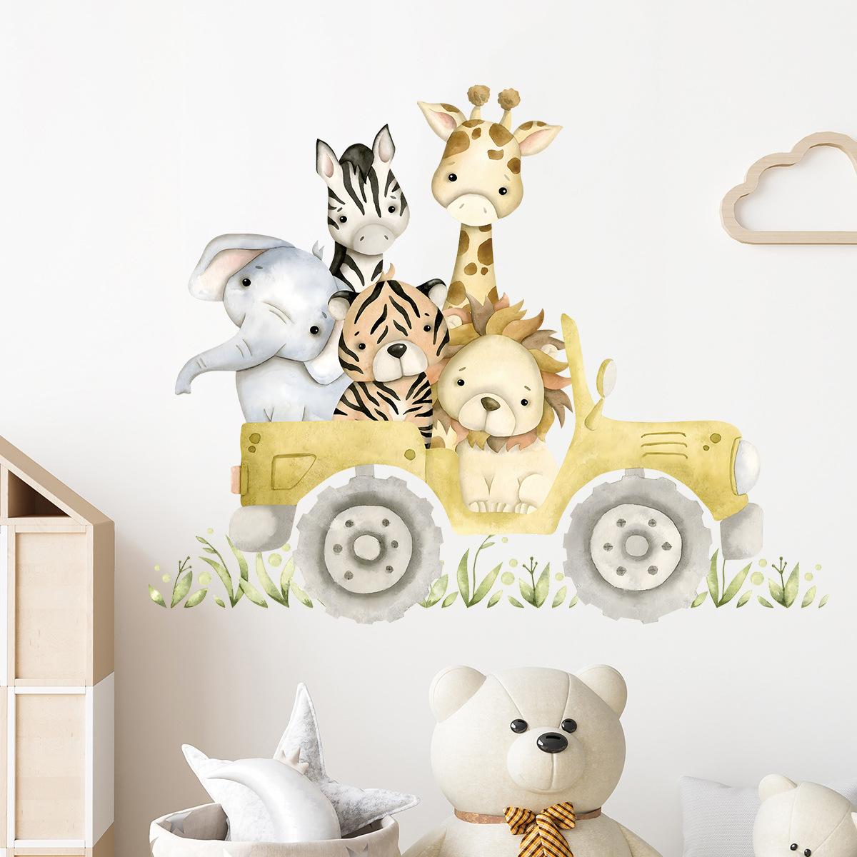 Simpatici animali guidano Jeep - Baby Nursery Elephant recensione e prezzo