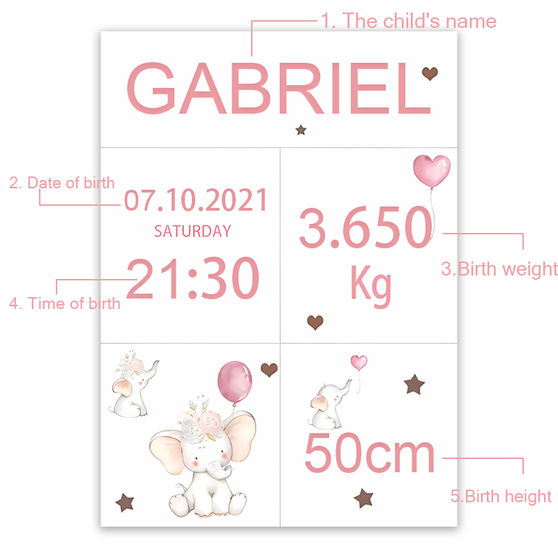 Nome personalizzato rosa bambi - Baby Nursery Elephant recensione e prezzo