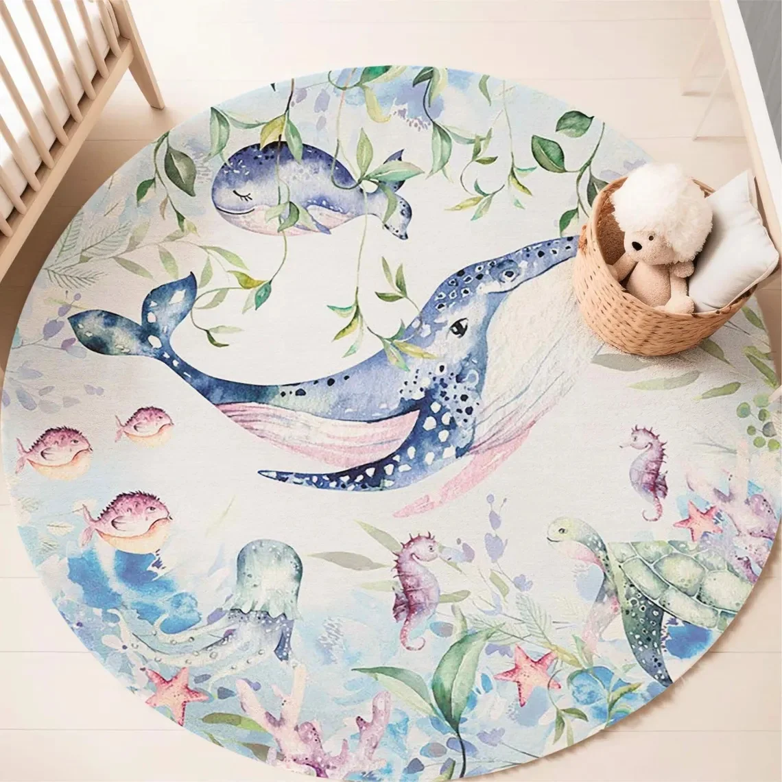Tappeto rotondo blu con animal - Baby Nursery Carpet recensione e prezzo