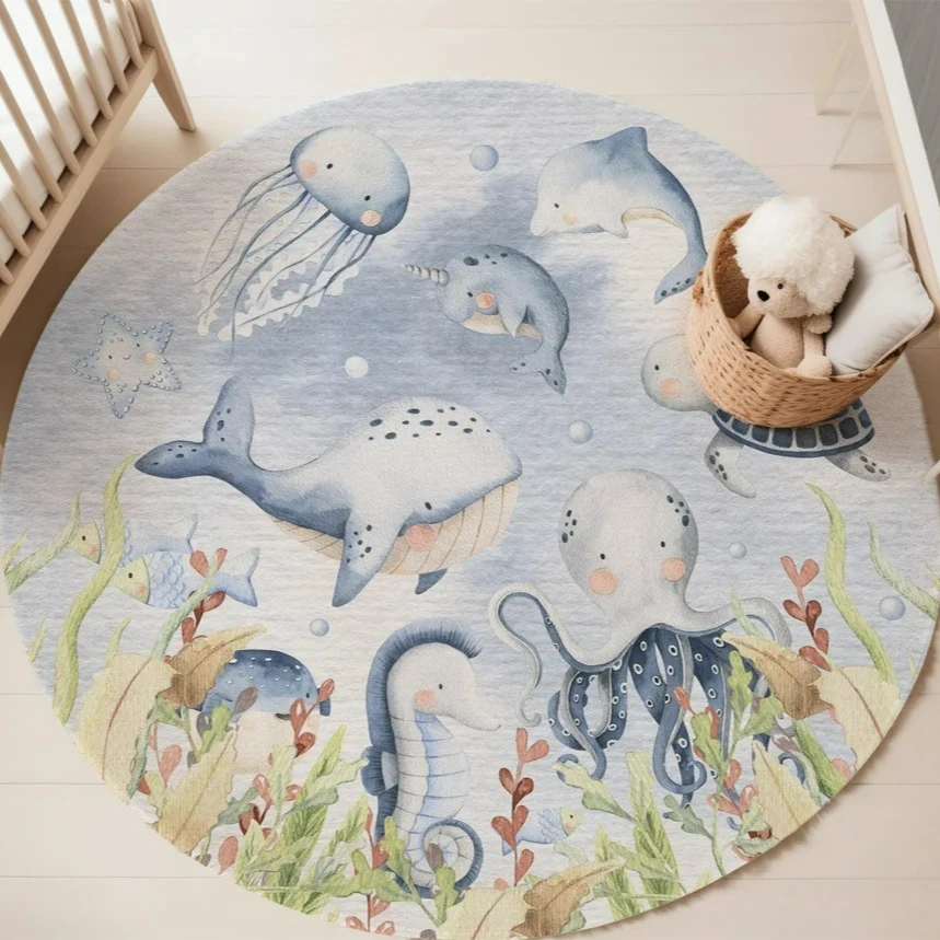 Tappeto rotondo blu con animal - Baby Nursery Carpet recensione e prezzo